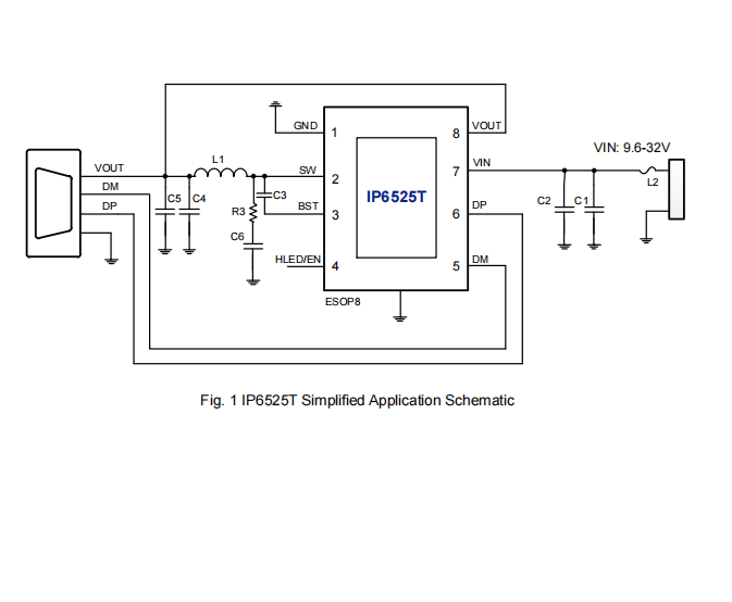 IP6525T_N内置QC3.0协议A口车充方案