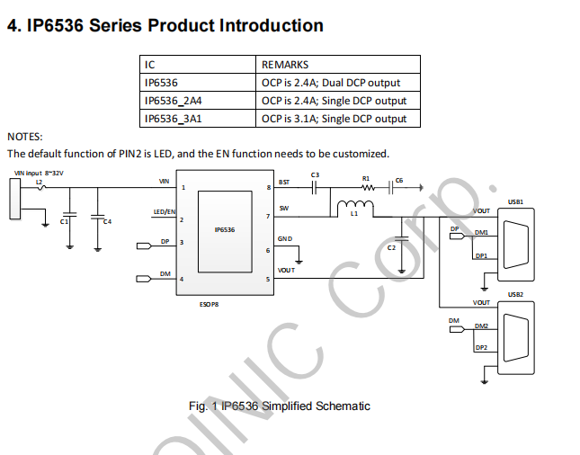 IP6536内置识别车充3.1A